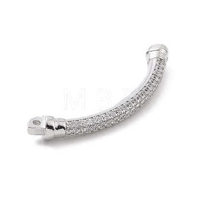 Eco-friendly Rack Plating Brass Micro Pave Clear Cubic Zirconia Connector Charms KK-F843-03P-1