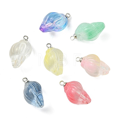 Gradient Color Spray Painted Glass Pendants PALLOY-JF05409-1