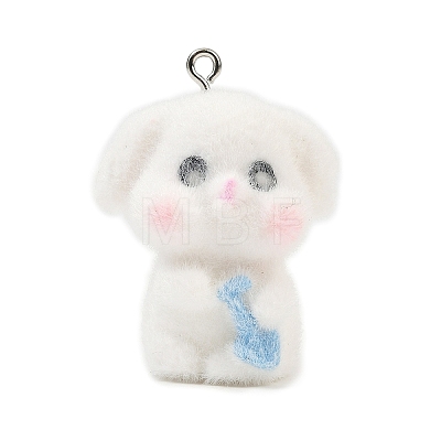 Animal Flocking Opaque Resin Pendants RESI-I353-01P-05-1