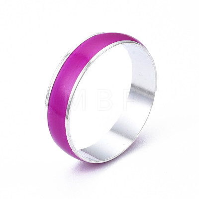 Glow in the Dark Luminous Brass Plain Band Finger Ring for Women RJEW-T022-002-1