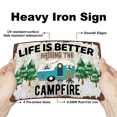 Camping Theme Vintage Metal Tin Sign AJEW-WH0189-112-1