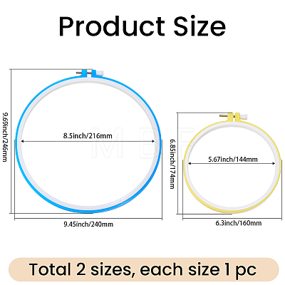 2Pcs 2 Colors Embroidery Hoops DIY-GF0014-40-1