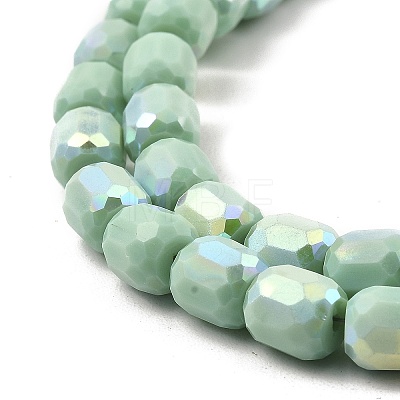 Frosted Imitation Jade Glass Beads Strands GLAA-P058-08A-02-1