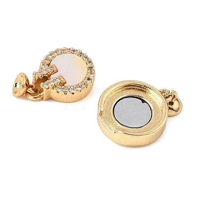 Brass Micro Pave Clear Cubic Zirconia Magnetic Clasps KK-C066-23G-1