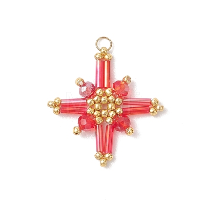 Glass Beaded Pendants PALLOY-MZ01161-02-1