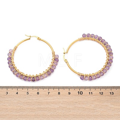 Beaded Hoop Earrings X-EJEW-JE03830-02-1