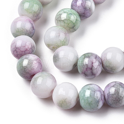 Ombre Effect Dyed Crackle Glass Beads X1-GLAA-T031-10mm-01K-1