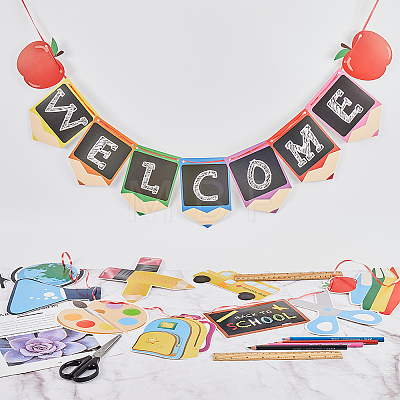 Welocome & School Supplies Paper Banners DIY-WH0453-42-1