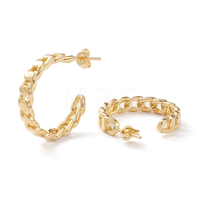 Semicircular Brass Half Hoop Earrings EJEW-Z002-03G-1