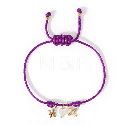 304 Stainless Steel & Brass & Natural Shell Charm Bracelets HP8667-7-1