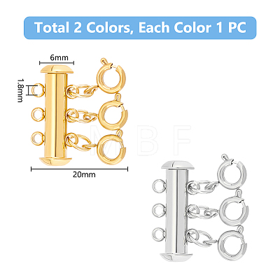 2Pcs 2 Colors 304 Stainless Steel Slide Lock Clasps FIND-AB00061-1