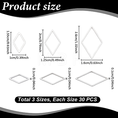 90Pcs 3 Styles 201 Stainless Steel Linking Rings STAS-UN0064-88-1