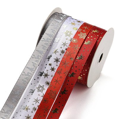 10M  5 Colors Hot Stamping Christmas Polyester Ribbons Set X1-OCOR-Q026-02-1