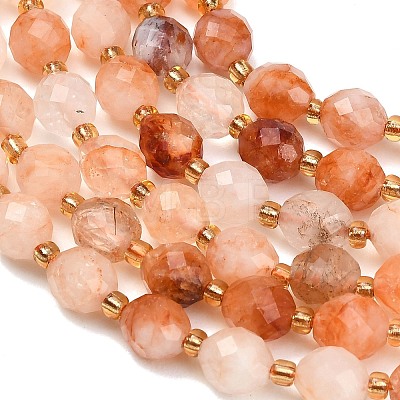Natural Red Hematoid Quartz/Ferruginous Quartz Beads Strands GG-CBA4A3B-A12-1