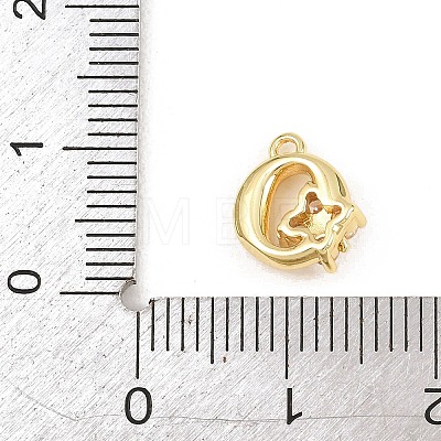 Brass Micro Pave Clear Cubic Zirconia Charms KK-Z151-18G-O-1