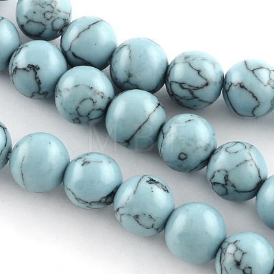 Synthetical Turquoise Gemstone Round Bead Strands TURQ-R035-6mm-03-1