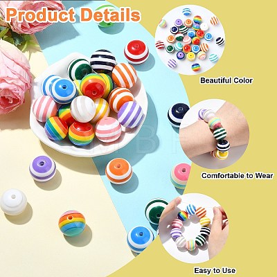 Opaque Striped Resin Beads RESI-CJC0021-16-1