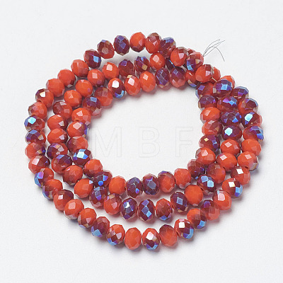 Electroplate Opaque Solid Color Glass Beads Strands X-EGLA-A034-P4mm-I08-1