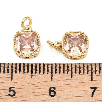Brass Micro Pave Cubic Zirconia Charms KK-Q085-07G-02-1
