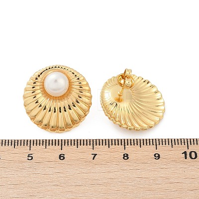 304 Stainless Steel ABS Plastic Pearl Stud Earrings for Women EJEW-U046-09G-1