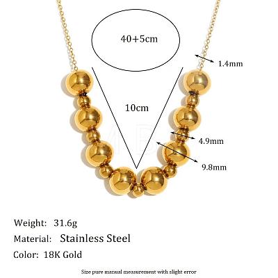 Stainless Steel Round Beaded Necklaces for Women UA9365-1-1