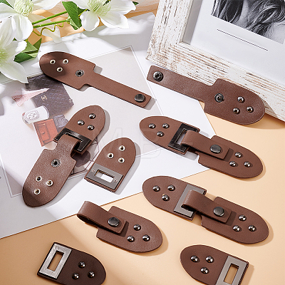 Fingerinspire 6 Sets PU Imitation Leather Sew on Toggle Buckles FIND-FG0001-84-1