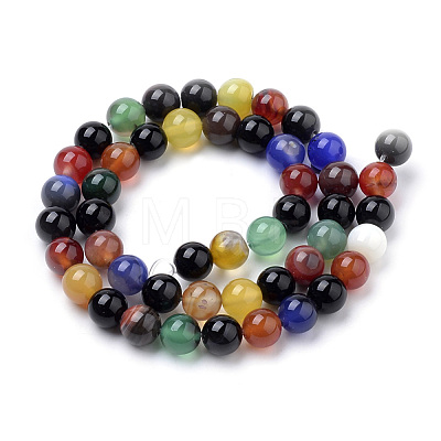 Natural Colorful Agate Beads Strands G-S259-28-8mm-1