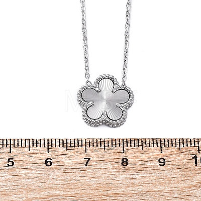 304 Stainless Steel Flower Pendant Cable Chain Necklaces for Women NJEW-U032-08P-1