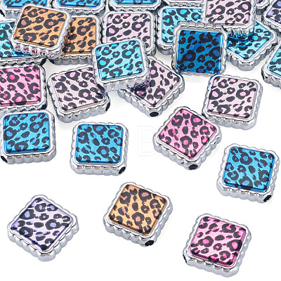 30Pcs UV Plating Printed Opaque Acrylic Beads OACR-TA0001-73C-1