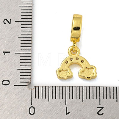 Rack Plating Brass Micro Pave Clear Cubic Zirconia European Dangle Charms KK-I718-20G-1