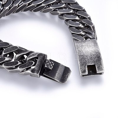 304 Stainless Steel Curb Chains Bracelets BJEW-E346-08B-1