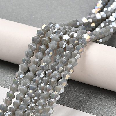 Opaque Solid Color Electroplate Glass Beads Strands GLAA-F029-P4mm-A-M-1