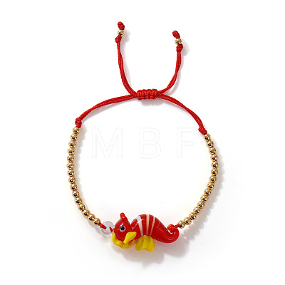 Marine Animal Dolphin Glass & Brass Beads Braided Bead Bracelets OC7969-3-1