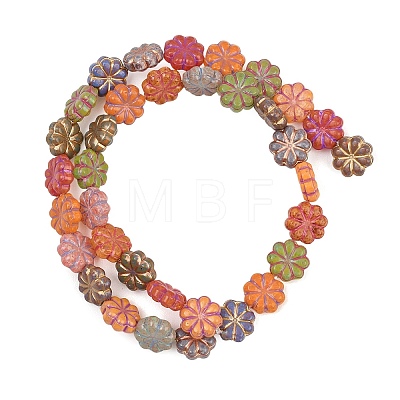 Painted Glass Beads Strands X-GLAA-F133-07B-1