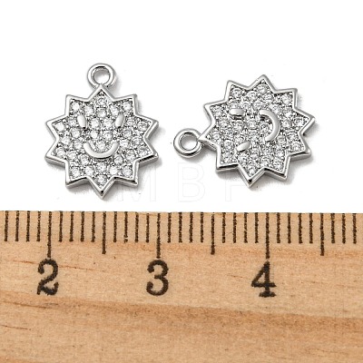 Brass Micro Pave Clear Cubic Zirconia Charms KK-H460-16P-1