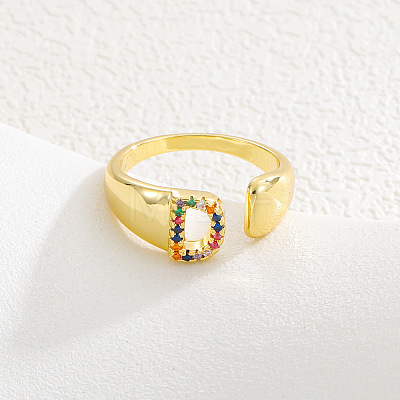 Brass Micro Pave Colorful Cubic Zirconia Cuff Open Rings FS-WG163C1-04-1