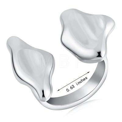 925 Sterling Silver Twist Leaf Open Cuff Ring JR876A-1