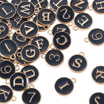 36Pcs 36 Styles Letter A~Z & Number 0~9 Alloy Enamel Charms ENAM-TA0003-11A-1