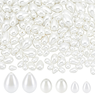 160Pcs 3 Styles Glass Pearl Teardrop Beads HY-NB0001-06B-1