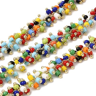 Handmade Glass Seed Beaded Cluster Chains CHC-K017-05G-1