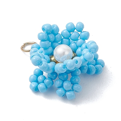 8Pcs Glass Seed Beaded Pendants PALLOY-MZ01246-1