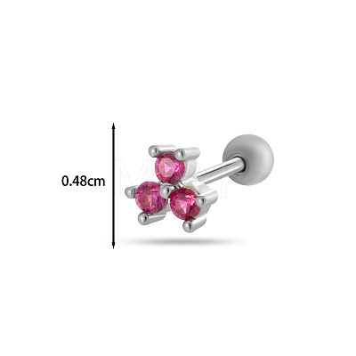 Brass Cubic Zirconia Cerise Clover Cartilage Earrings WGEAF95-10-1