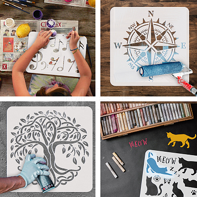 PET Hollow Out Drawing Painting Stencils DIY-WH0391-0671-1