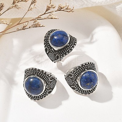 Natural Lapis Lazuli Adjustable Rings RJEW-I108-03AS-02-1