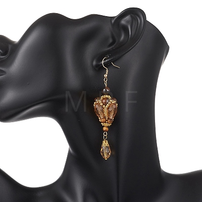 Natural Tiger Eye & Natural Lapis Lazuli & Natural Amethyst & Glass Beaded Dangle Earrings EJEW-MZ00686-1