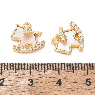 Brass Micro Pave Clear Cubic Zirconia & Natural Shell Charms CU-CBA3F77-02G-1