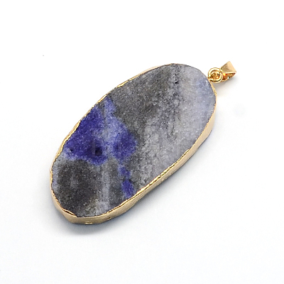 Plated  Natural  Druzy Agate Oval Pendants G-R275-07-1