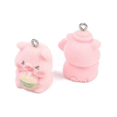 Flocking Opaque Resin Pendants RESI-D024-02P-1