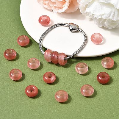 Cherry Quartz Glass European Large Hole Beads X-G-Q442-17-1