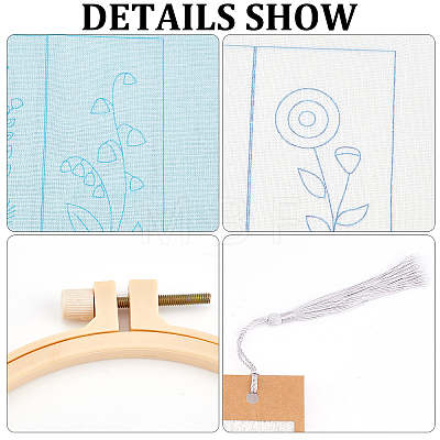 DIY Flower Pattern Paper Bookmark Embroidery Making Kits DIY-WH0304-311-1